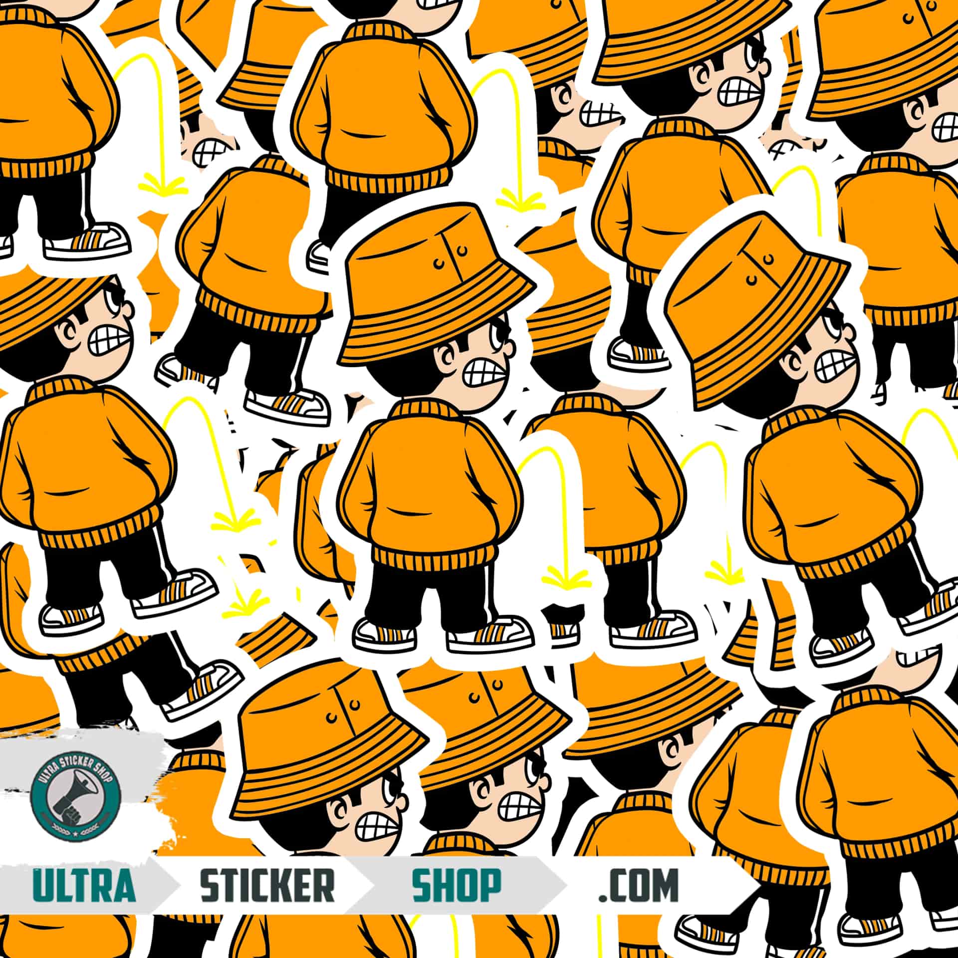 Pee kid orange Stickers