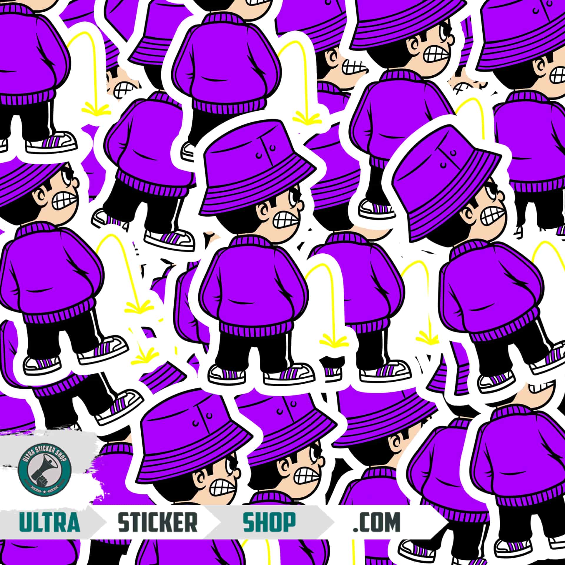 Pee kid purple Stickers