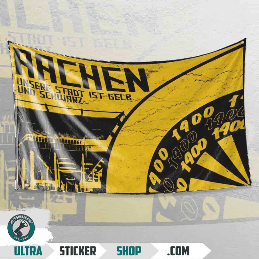 Aachen, unsere Stadt ist gelb und schwarz Flag