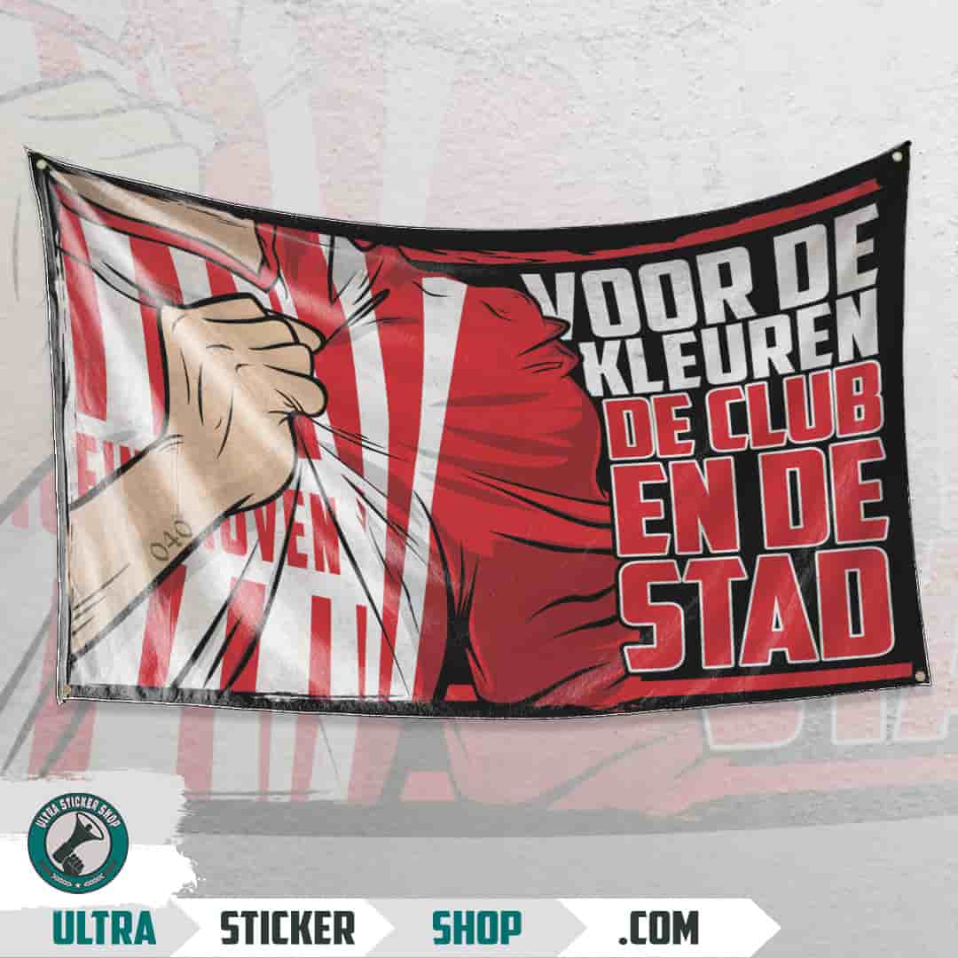 Voor de kleuren de club en de stad-Eindhoven Flag