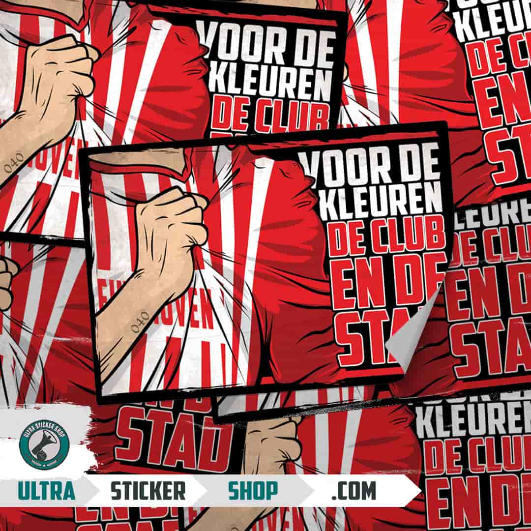 Voor de kleuren de club en de stad-Eindhoven Stickers