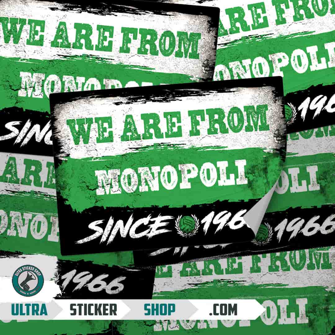 We are from Monopoli since 1966 Stickers