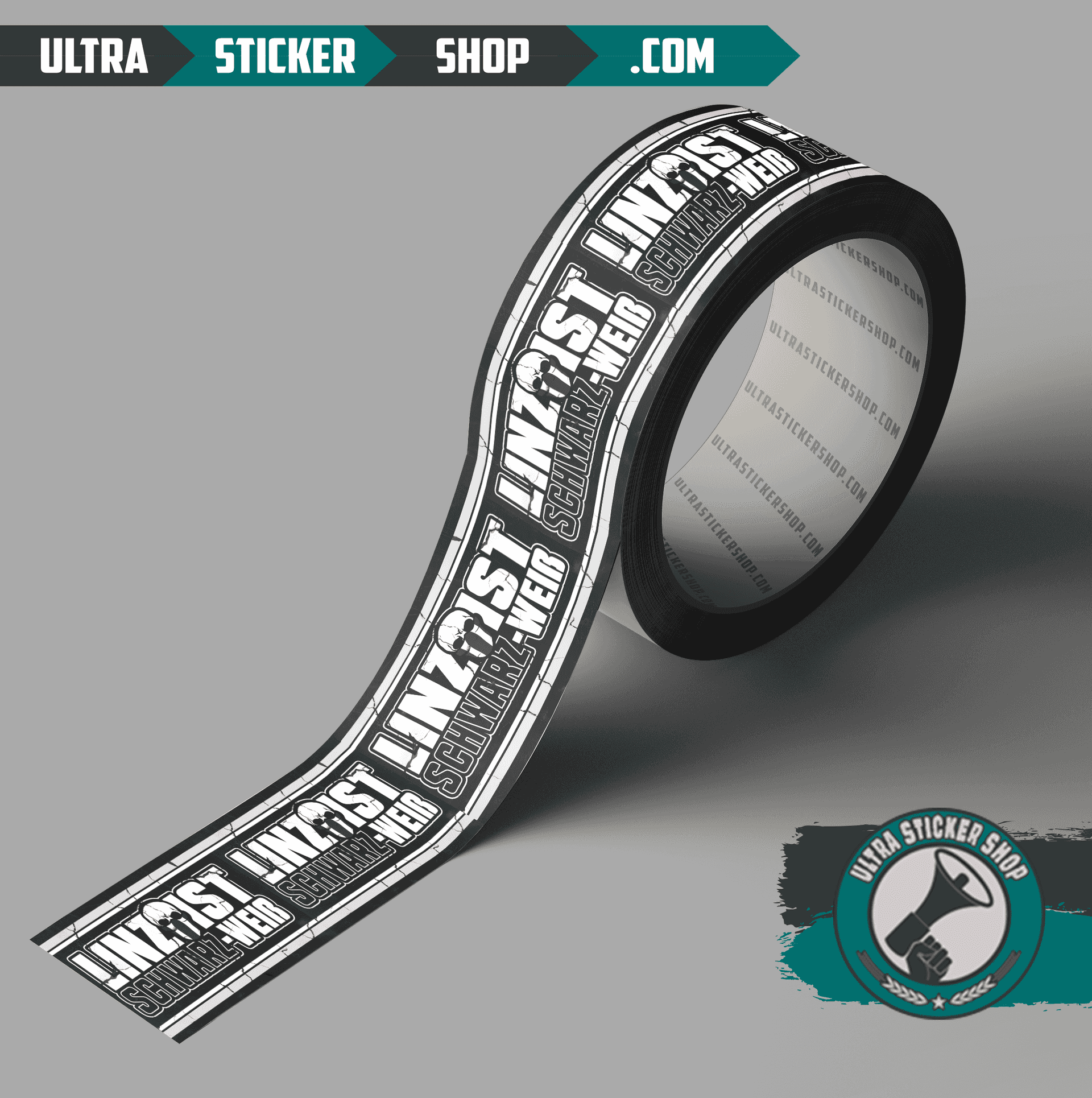Linz ist schwarz weiss Tape - 100 Meter