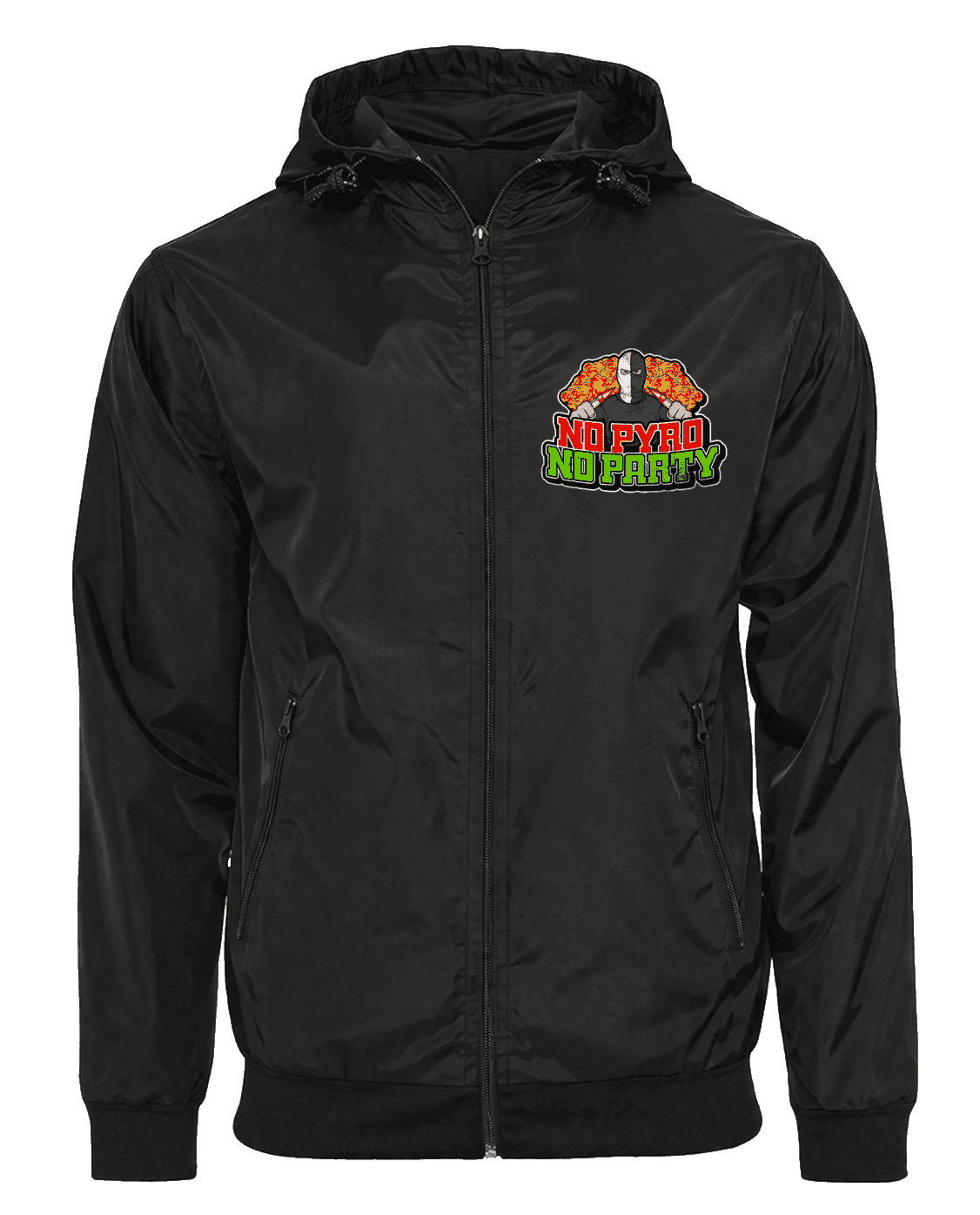 No pyro no party Jacket with Zip-Off Balaclava