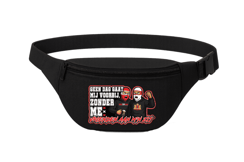Geen dag gaat mij voorbij zonder me vrienden aan m'n zij Fanny Pack