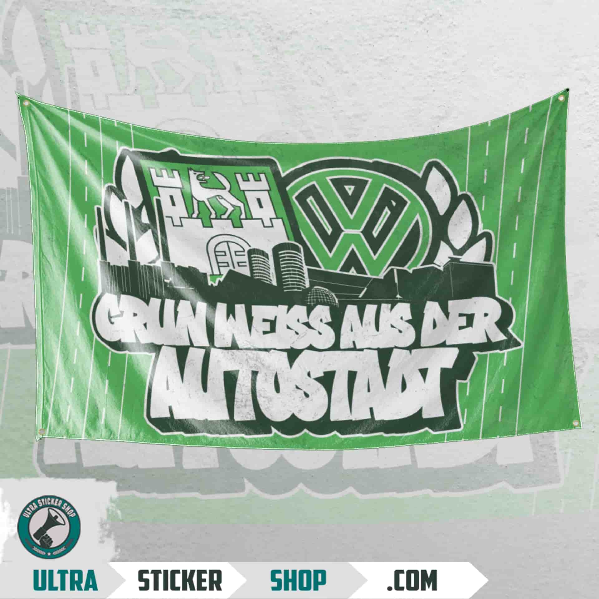 Grün weiss aus der autostadt Flag