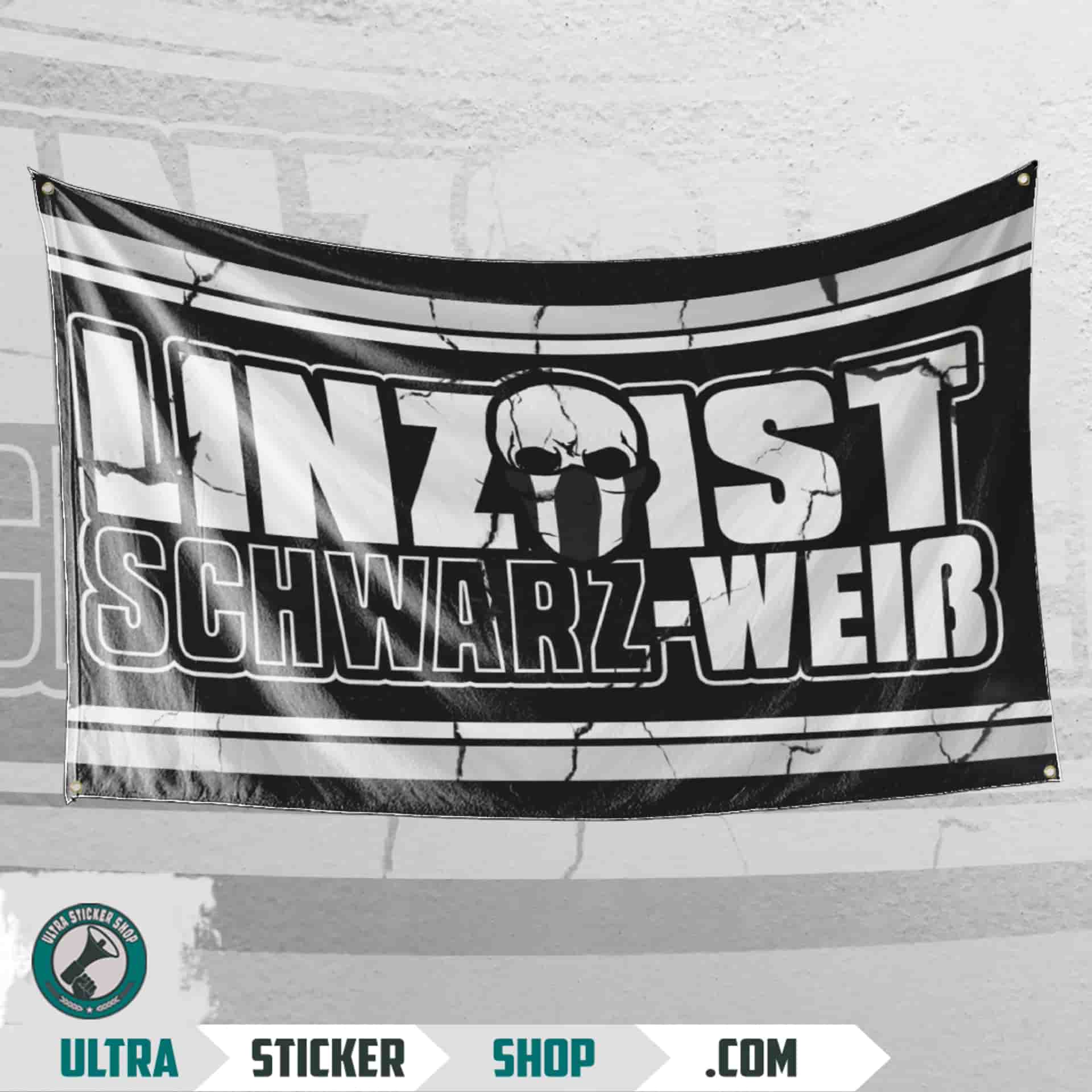 Linz ist schwarz-weiß Flag