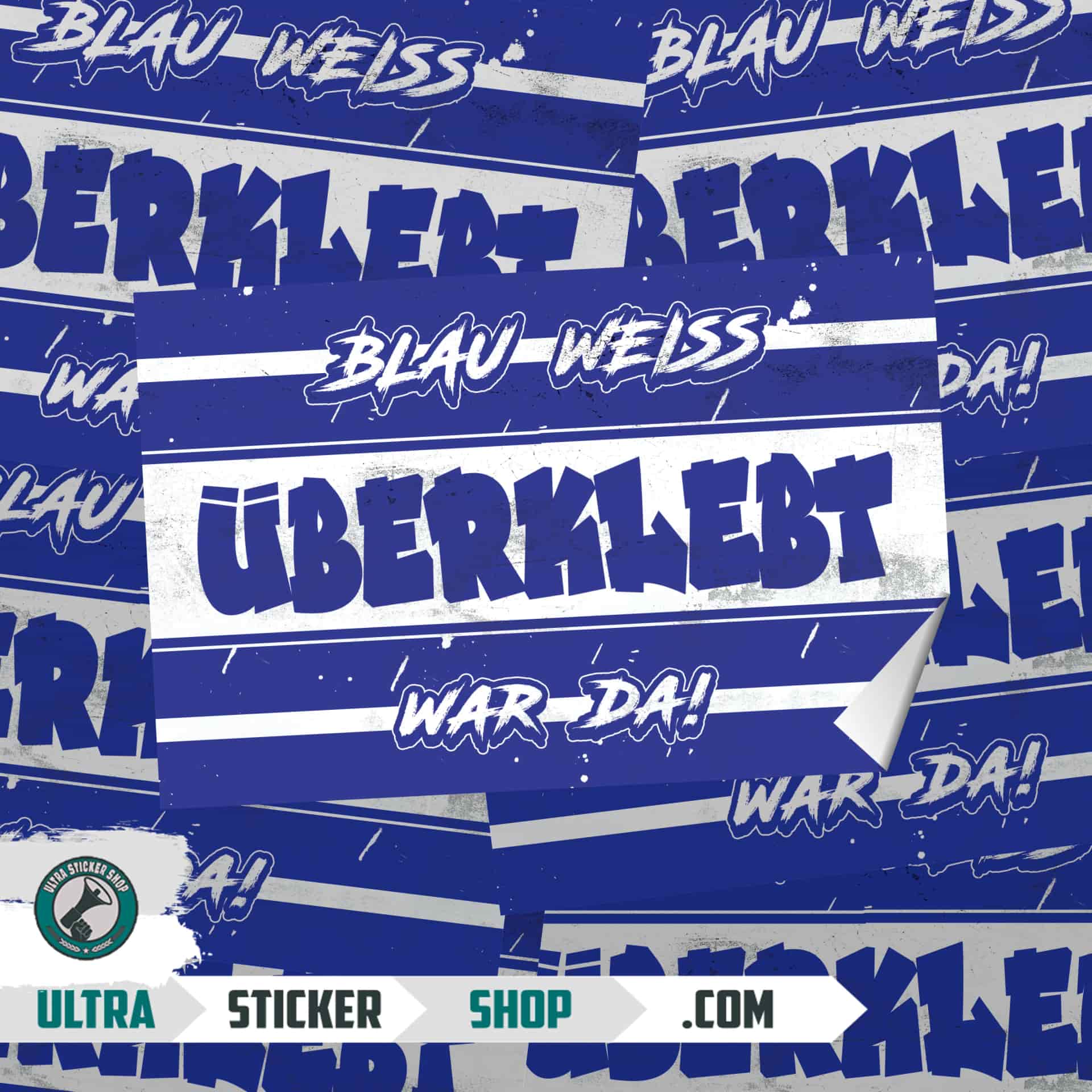 überklebt blau weiss war da! Stickers