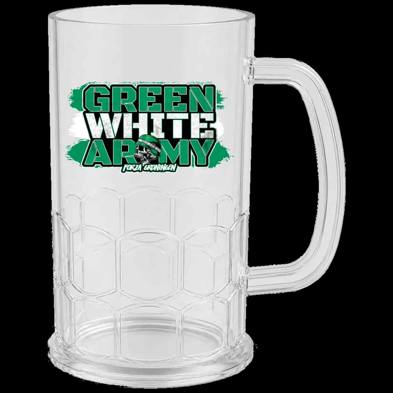 Green white army Beer Mug