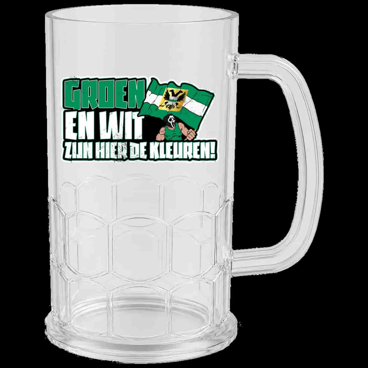 Groen en wit zijn hier de kleuren Beer Mug
