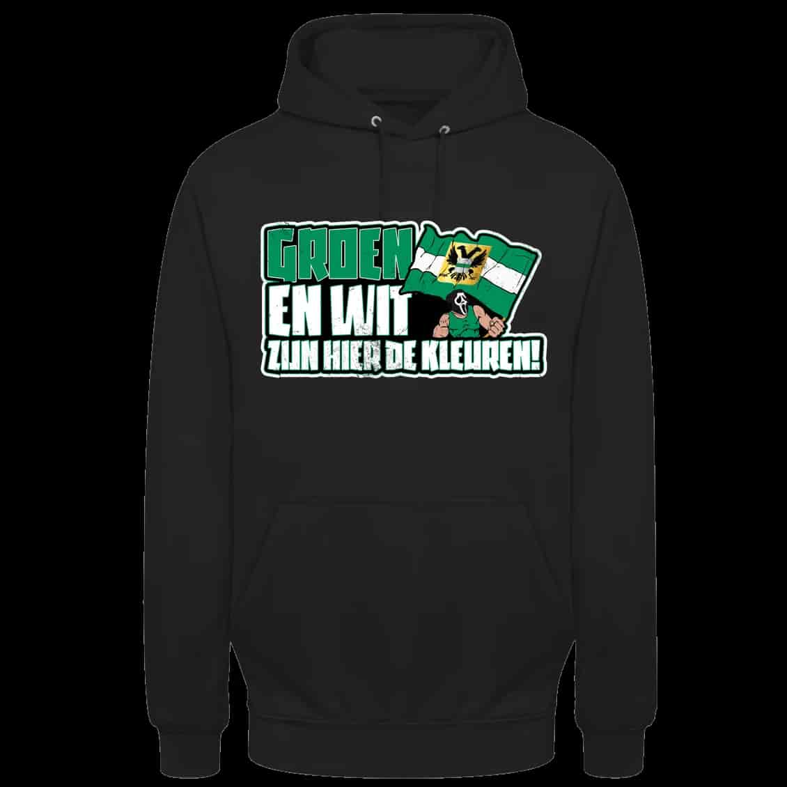 Groen en wit zijn hier de kleuren Hoodie