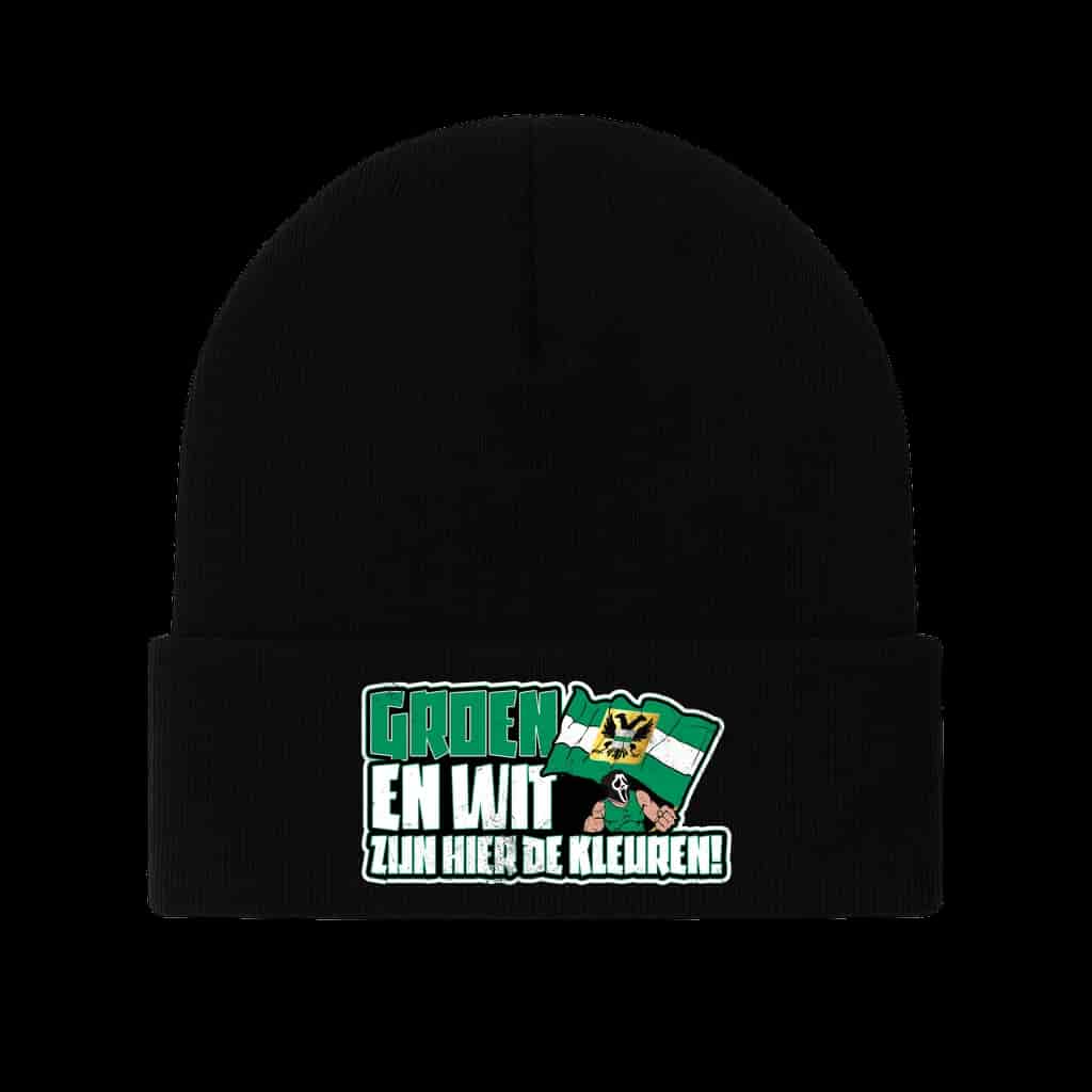 Groen en wit zijn hier de kleuren Beanie