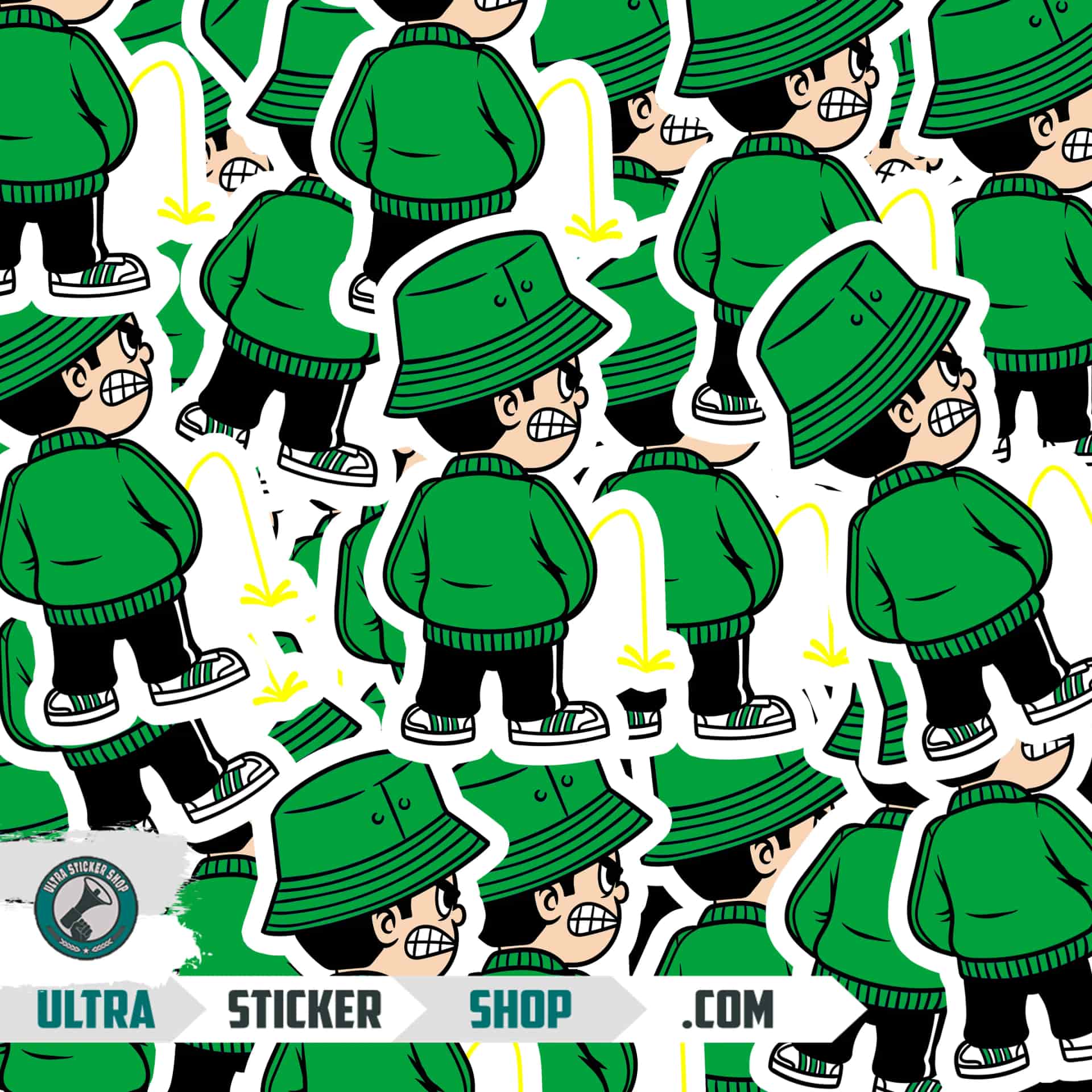 pee kid green Stickers