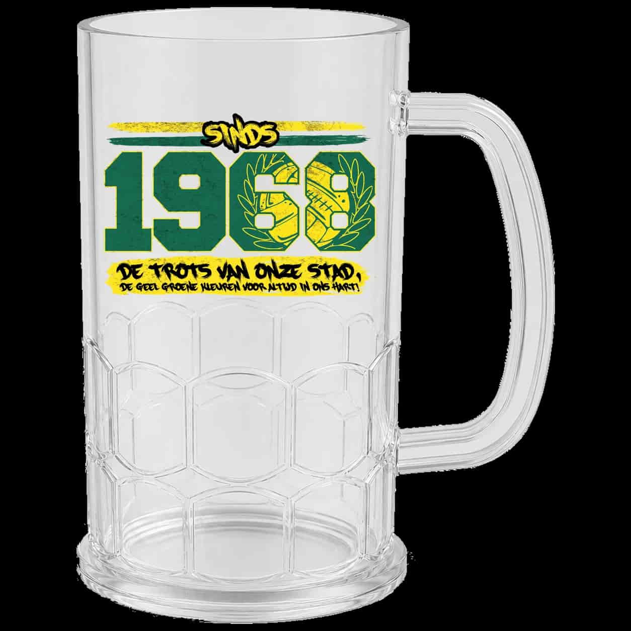 Sinds 1968 de trots van onze stad. De geel groene kleuren voor altijd in ons hart Beer Mug