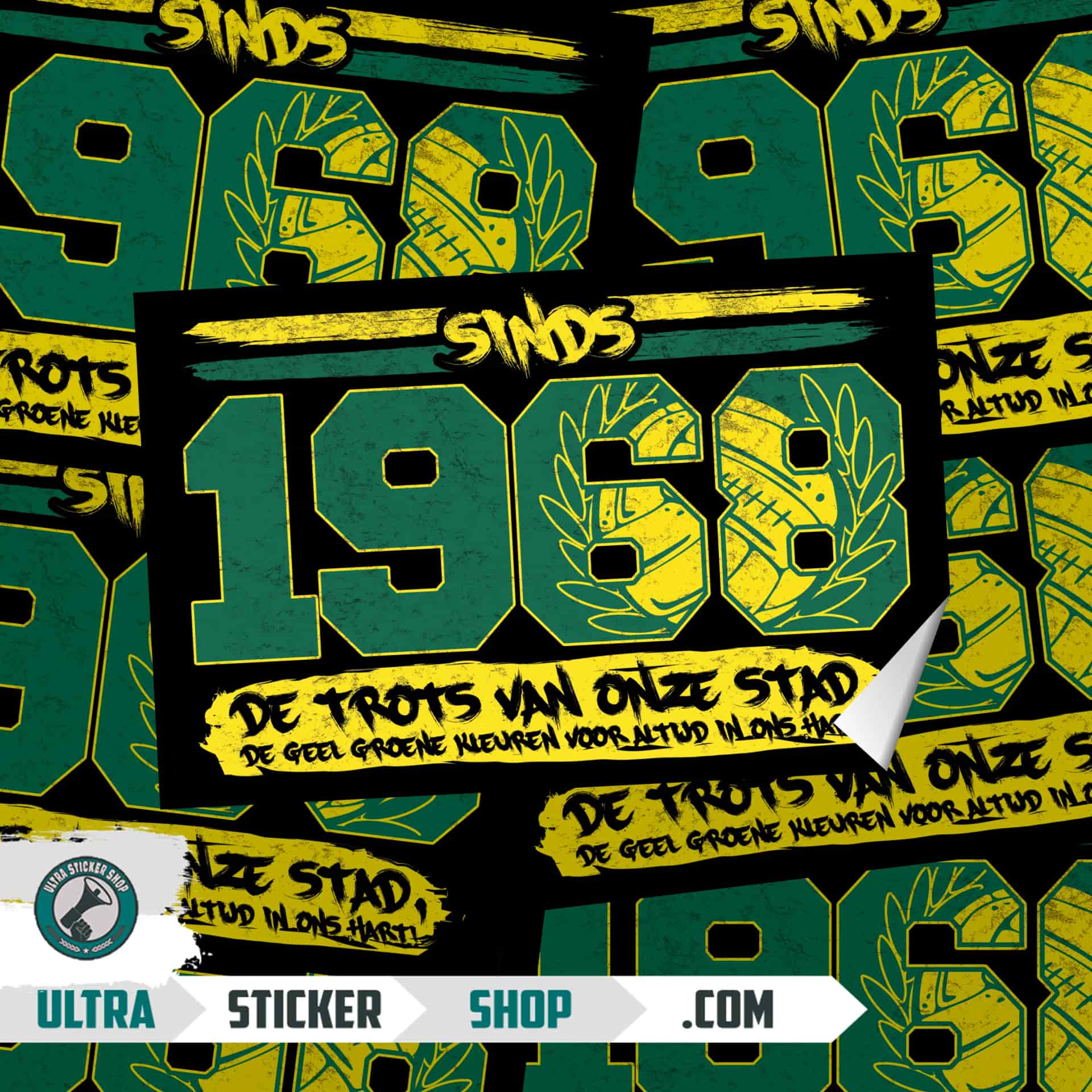 Sinds 1968 de trots van onze stad. De geel groene kleuren voor altijd in ons hart Stickers