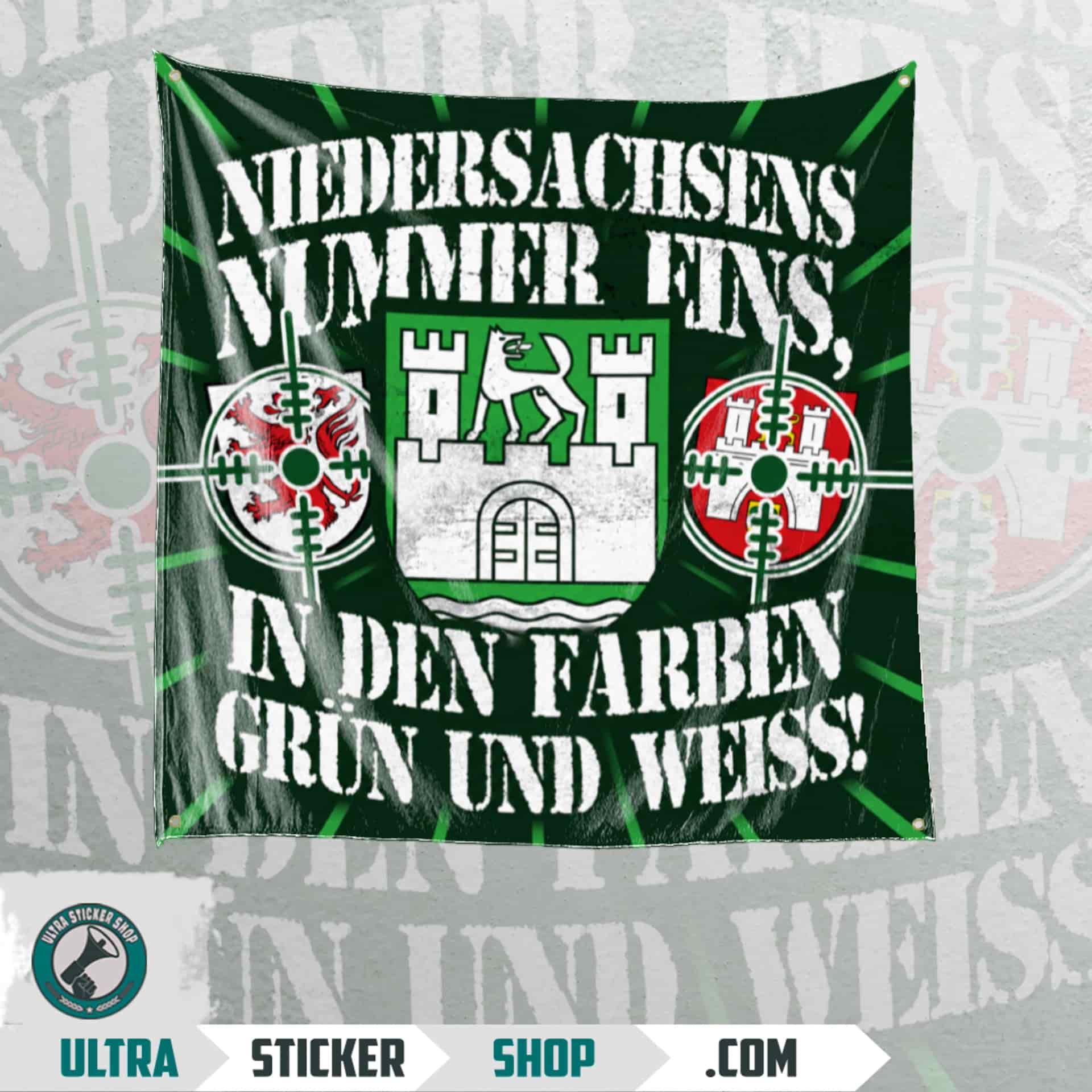 Niedersachsens nummer eins, in den farben grün und weiss Flag